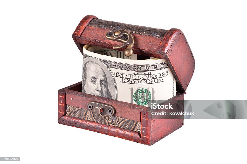Casket mit Geld - Lizenzfrei 100-Dollar-Schein Stock-Foto