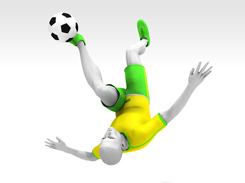 Soccer player hitting the ball / Realistic 3D Image