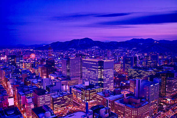 istock Night view of Sapporo city center 498065543