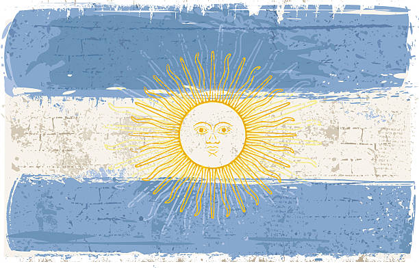 Flag of Argentine on Wall Vector illustration of isolated painted flag of Argentine on wall. argentinian flag stock illustrations