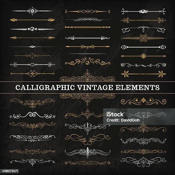 Calligraphic Chalkboard Elements Stock Illustration - Download Image Now - Dividing, Gold Colored, Elegance