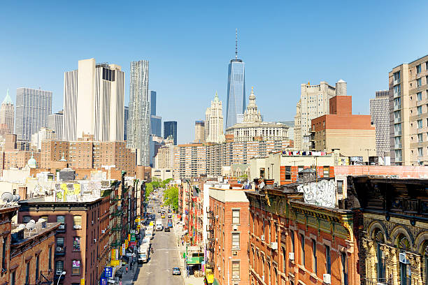 istock Chinatown, Freedom Tower, Lower Manhattan, NYC. Aerial View 498074023