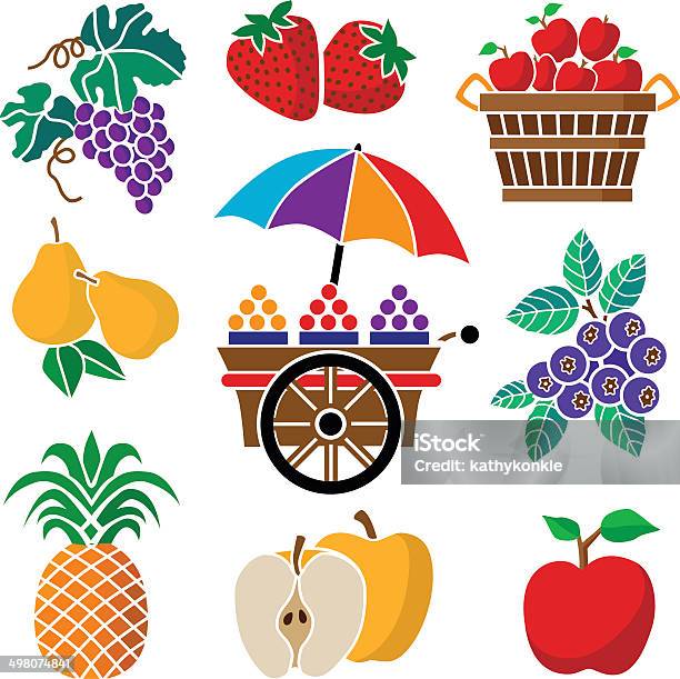 Ilustración de Carrito De Frutas Y Productos y más Vectores Libres de Derechos de Granja - Granja, Agricultura, Alimento