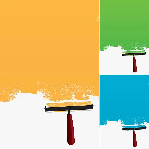 Vector illustration of Paint roller with grunge background