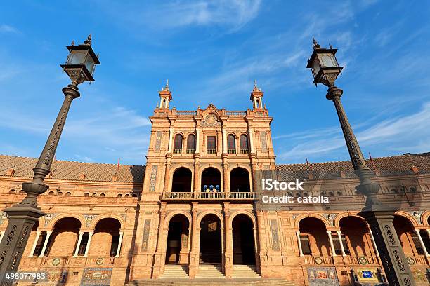 Plaza España In Sevilla Über Blauer Himmel Stockfoto und mehr Bilder von Alt - Alt, Andalusien, Architektur