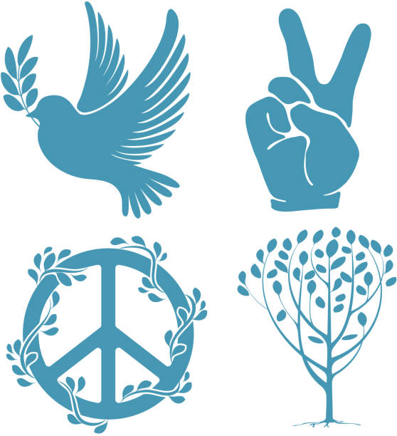 ilustrações de stock, clip art, desenhos animados e ícones de conjunto de símbolos de paz - keep quiet