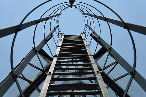 istock Fire escape ladder on a building office 498078789