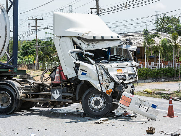 truck with chemical tank accident truck with chemical tank accident on the road truck stock pictures, royalty-free photos & images