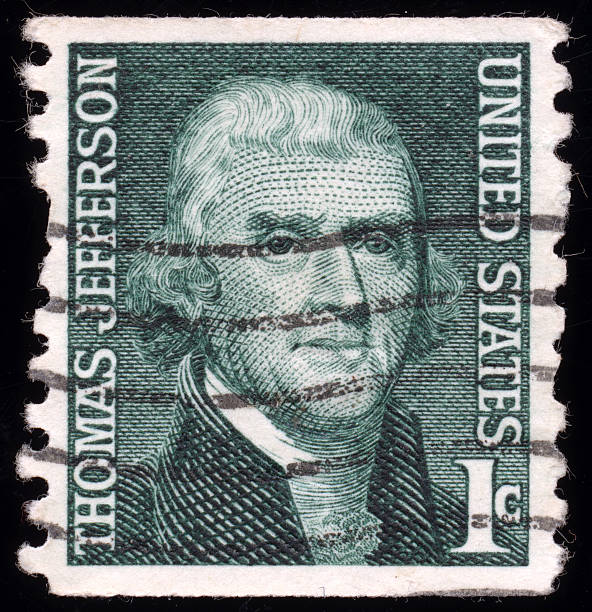 United States Stamps Stamp printed in USA shows President Thomas Jefferson (1801-1809), series Prominent Americans Issue, circa 1965 grover cleveland stock pictures, royalty-free photos & images