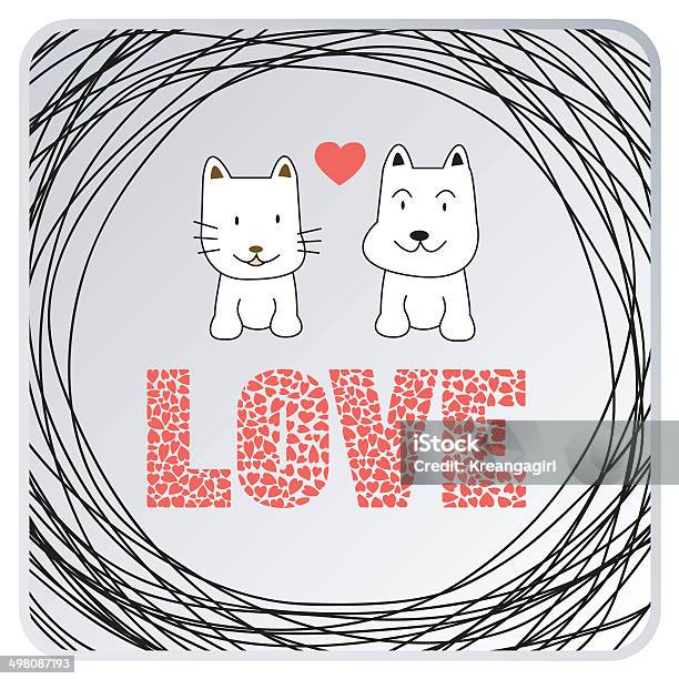 Love Cat And Dog Card3 Stock Illustration - Download Image Now - Animal, Art, Art And Craft