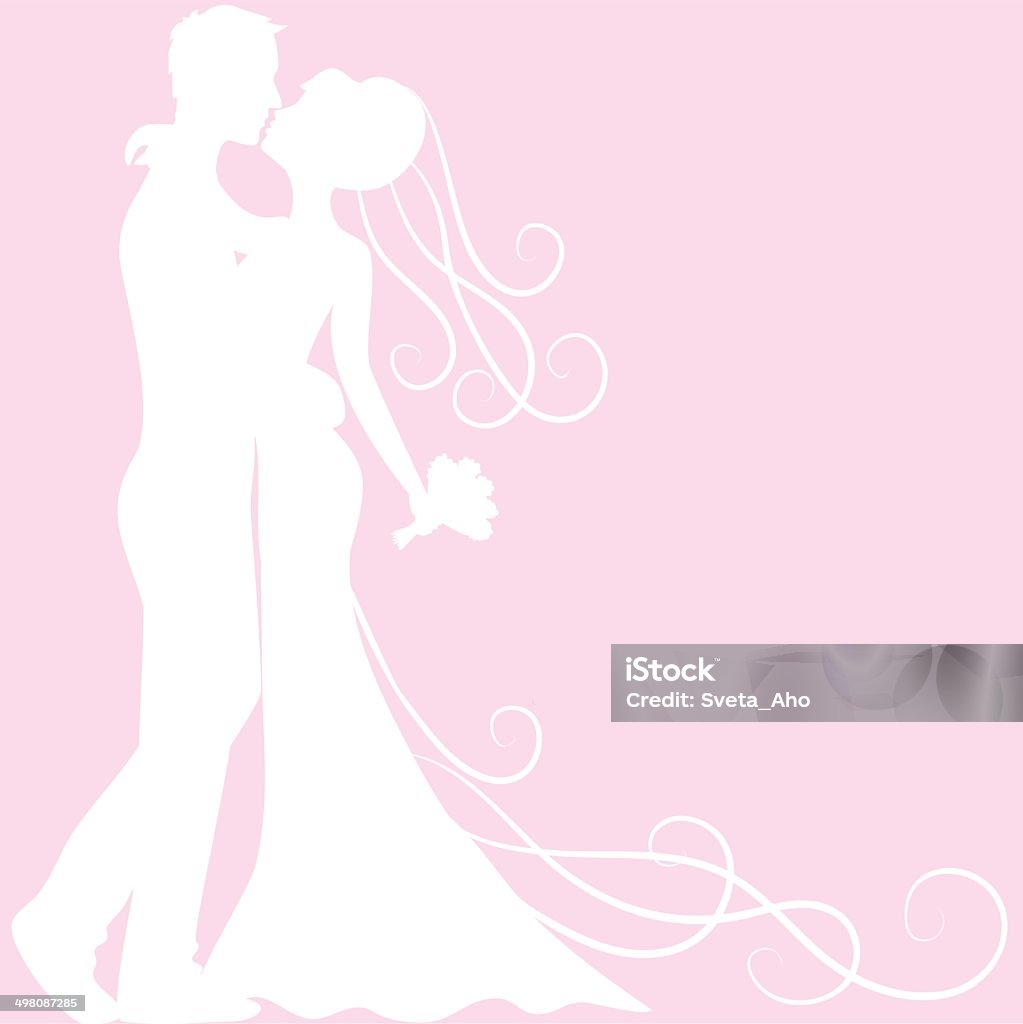 silhouette della sposa e dello sposo - arte vettoriale royalty-free di Abbigliamento formale