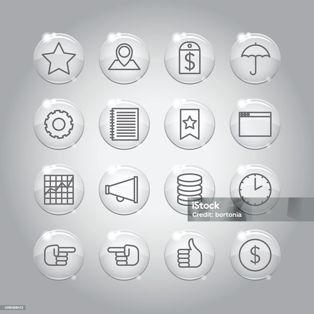 Superlight Transparent Glass Interface Icon Set A set of superlight trendy iOS7 styled interface icons. File contains simple transparencies and gradients. Background is on its own layer so it's easy to remove. Blue stock vector