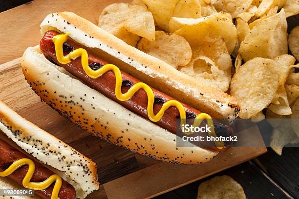 Gourmet Grilled All Beef Hots Dogs Stock Photo - Download Image Now - American Culture, Barbecue - Meal, Beef