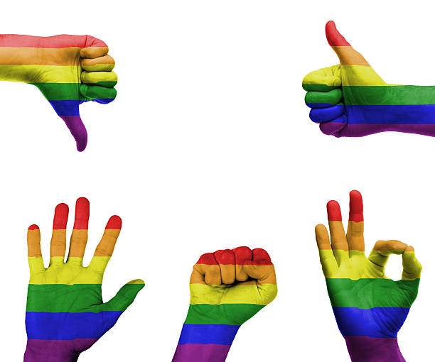istock Hand set with the gay pride flag 498089231