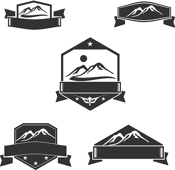 Mountains emblem vector art illustration