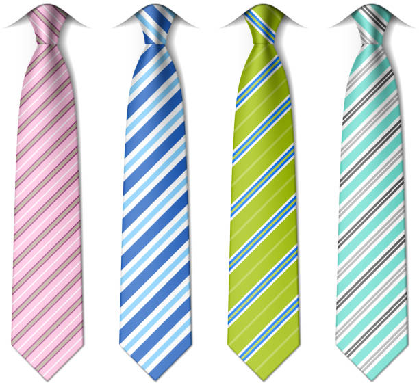 Striped silk ties Easy editable colors - vector illustration with transparent effect. Eps10. necktie businessman collar tied knot stock illustrations