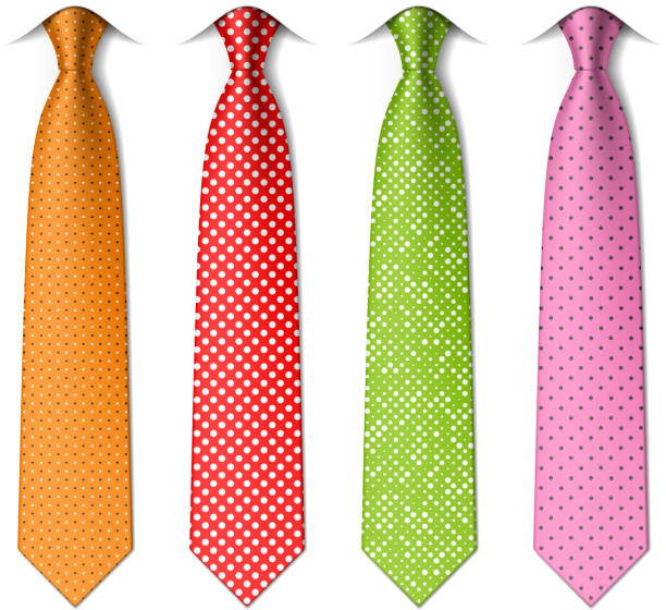 Pin, polka dots silk ties Easy editable colors - vector illustration with transparent effect. Eps10. necktie businessman collar tied knot stock illustrations