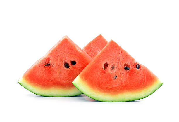 istock Slices of watermelon on white background 498089964
