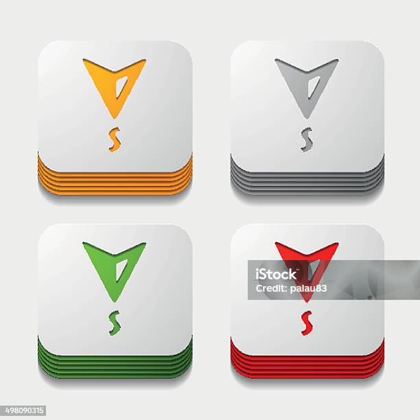 Compass Uibutton Square Button Compass Stock Illustration - Download Image Now - Azimuth ...