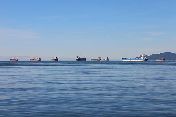 istock Industrial ships moored in a bay 498090718