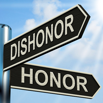 Dishonor Honor Signpost Showing Disgraced And Respected