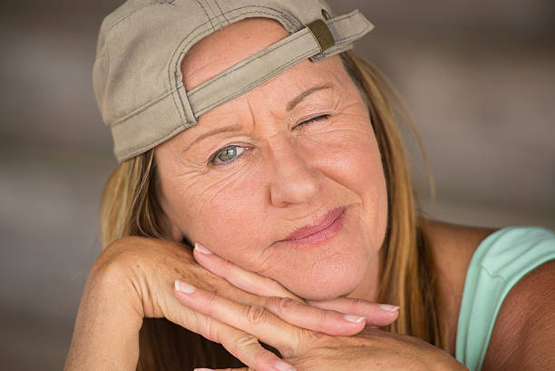 istock Portrait active fit mature woman closed eye 498093544