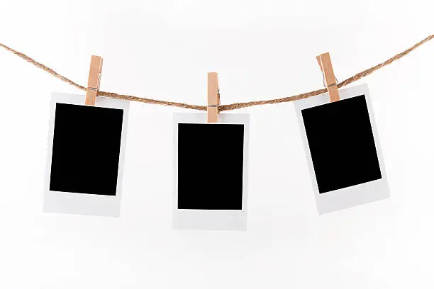 Polaroid Photo Frames on Rope. Illustration on white background