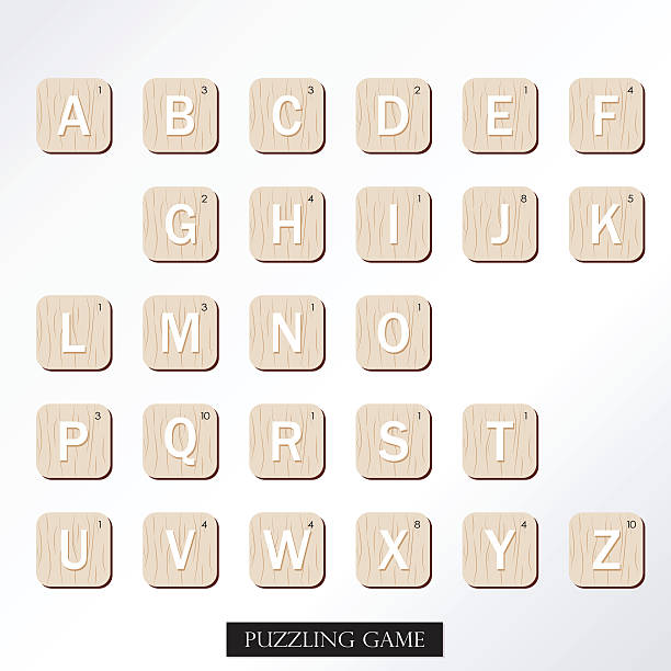 White brown uppercase font White brown uppercase font word game stock illustrations