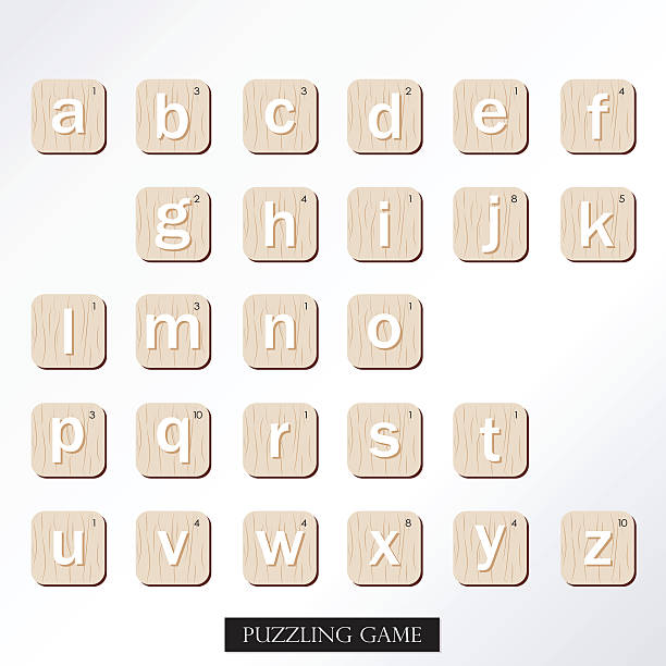 white brown großbuchstaben schriftart - ruzzle stock-grafiken, -clipart, -cartoons und -symbole