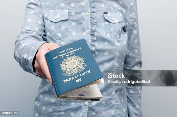 Caucasian Woman Holding A Brazilian Passport Stock Photo - Download Image Now - Brazil, Passport, Brazilian Culture