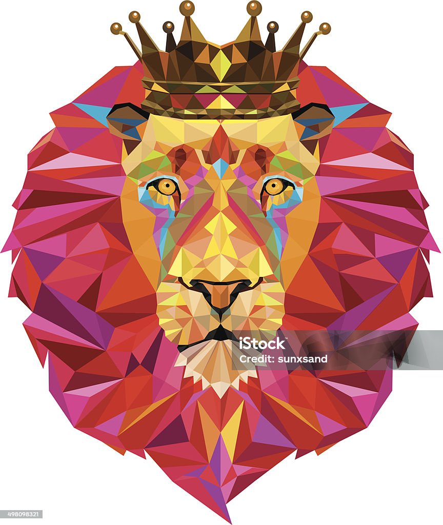 Lion head in geometric pattern Lion - Feline stock vector