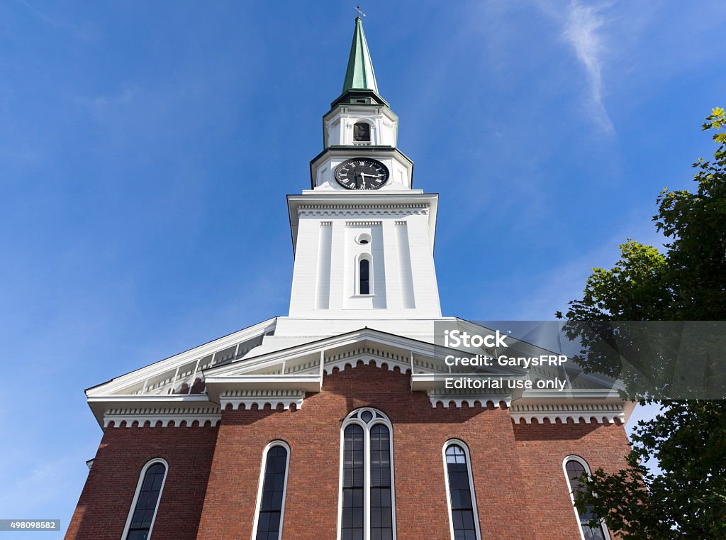 Hammond Street Congregational Church Bangor Maine Upper Building Bangor, Maine, USA - October 4, 2015: Hammond Street Congregational Church in Bangor, Maine. It is affiliated with the United Church of Christ. Located at Hammond and High Streets, this is the view seen from Hammond Street. This historic church built in the 1800's is listed on the National Register of Historic Places. 2015 Stock Photo