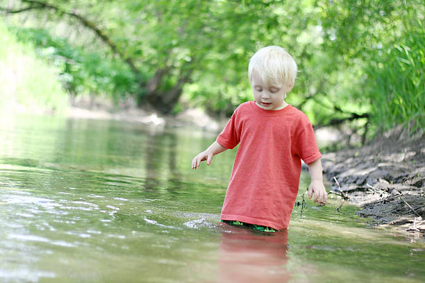 istock Young Child Playing Outside in the River 498099003