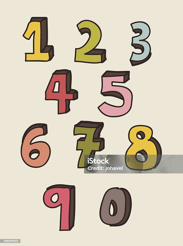 Numeron Draw Numbers Drawing Stock Illustration - Download Image Now - Cartoon ...