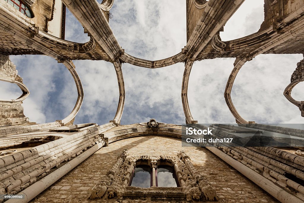 Ruins of the Carmo Church, Lissabon The ruins of the Carmo Church destroyed in the earthquake 1755 Lisbon, Portugal Convent Stock Photo