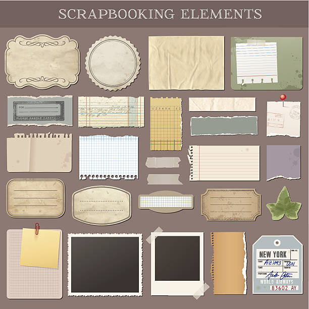 illustrations, cliparts, dessins animés et icônes de vecteur des éléments de scrapbooking - scrap booking