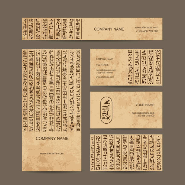 Egypt hieroglyphs, business cards for your design vector art illustration