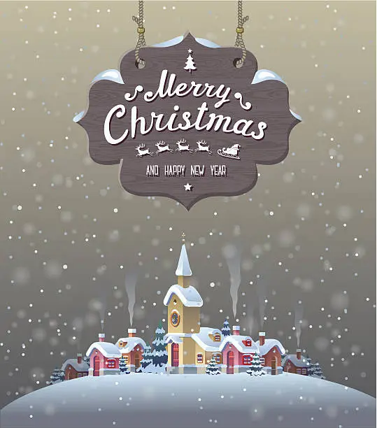 Vector illustration of Christmas background in a retro style