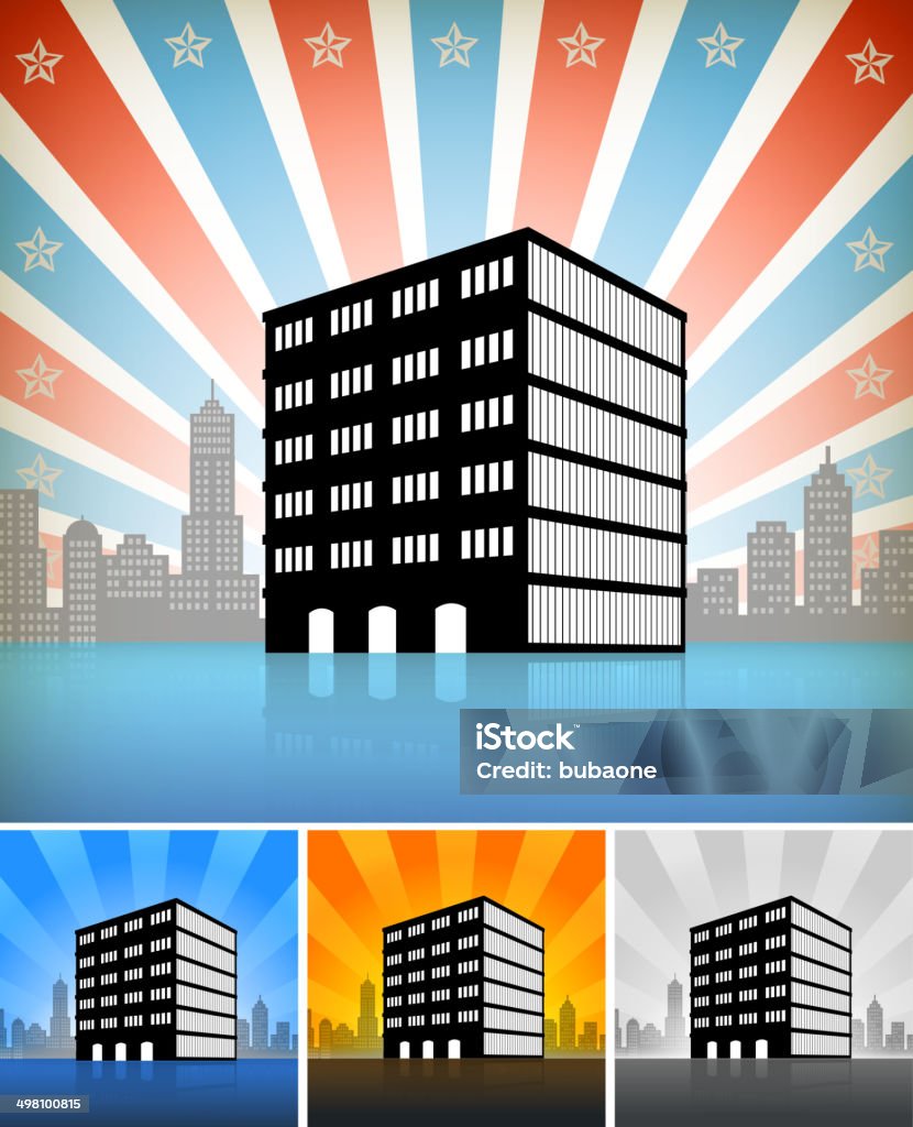 Edificio comercial de vista panorámica de los edificios de la ciudad de fondo. - arte vectorial de Amarillo - Color libre de derechos