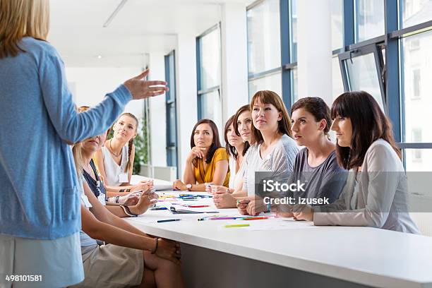 Group Of Women At The Training Stock Photo - Download Image Now - Casual Clothing, Conference Table, Seminar