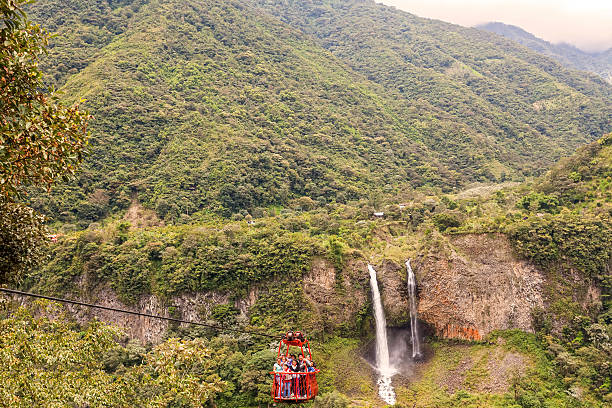 Waterfall in Cascades route, Banos, Ecuador