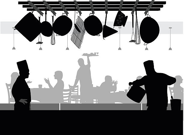OpenKitchen A-Digit chef silhouettes stock illustrations