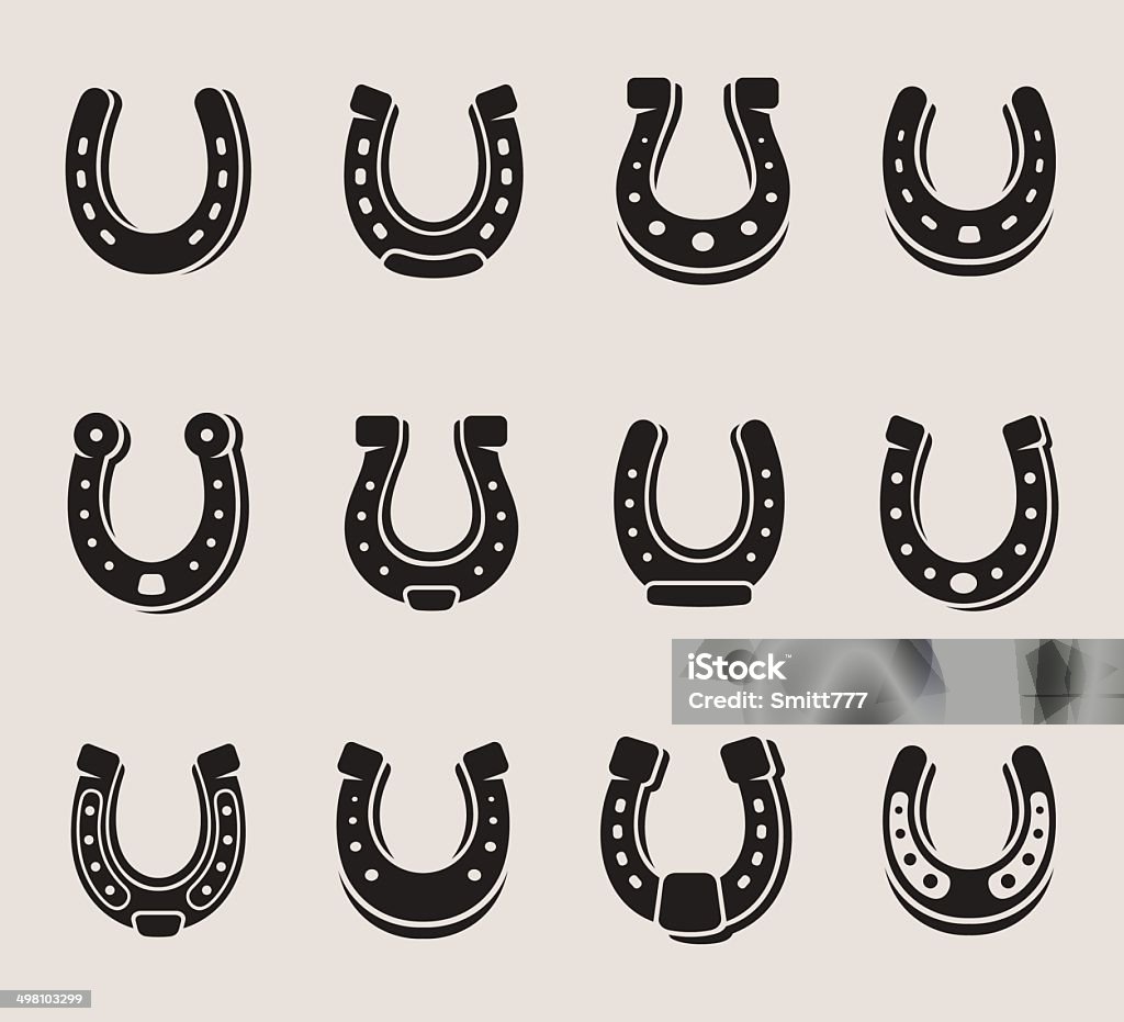 Horseshoe set. Vector collection horseshoe isolated on white background, editing size and color Close-up stock vector