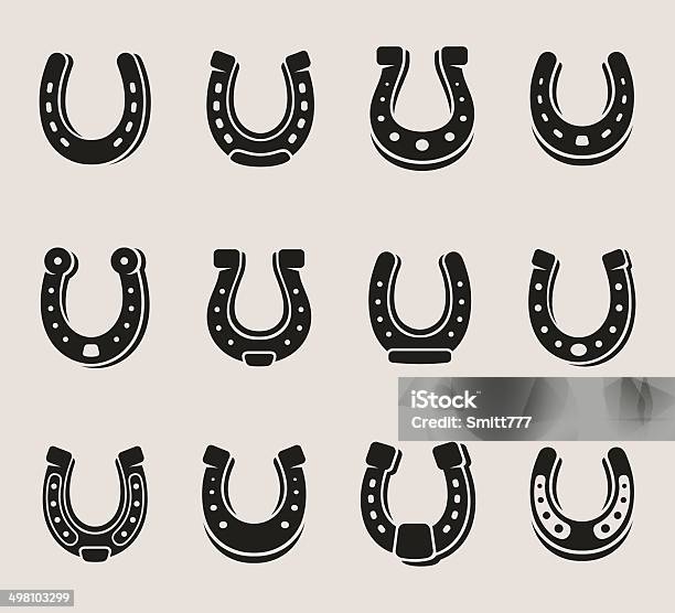 Horseshoe Set Vector Stock Illustration - Download Image Now - Close-up, Collection, Computer Graphic