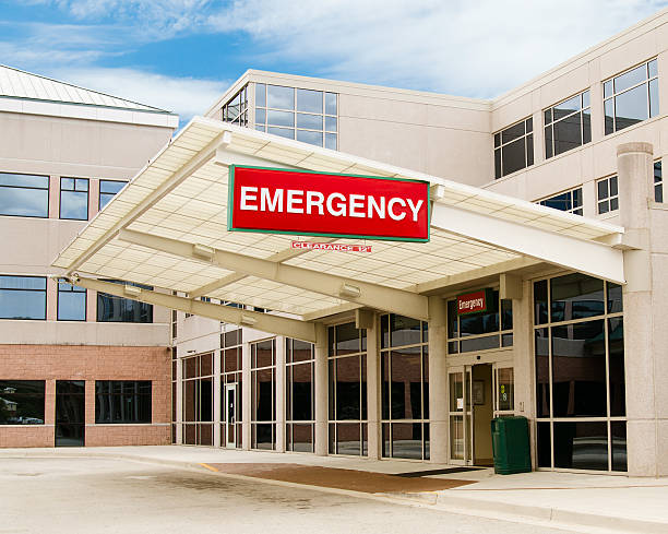 Entrance to emergency room stock photo