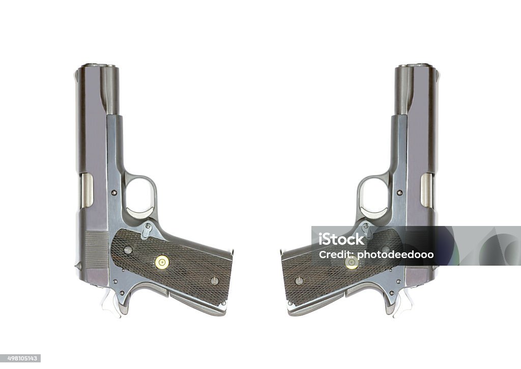 Semi-automatic gun isolated on white background Accuracy Stock Photo