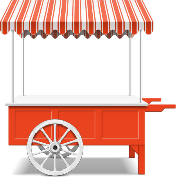 istock Red farmer's market cart 498112187