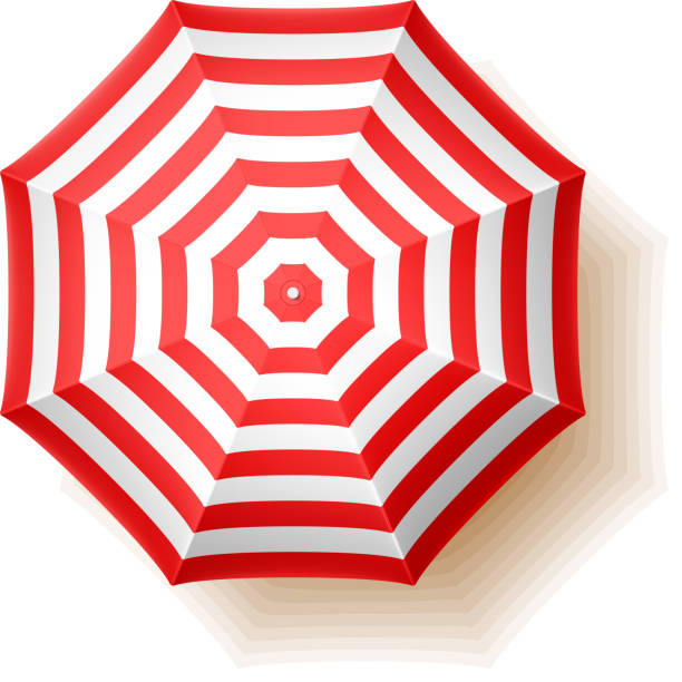 Beach umbrella Beach umbrella, top view. Vector illustration with transparent effect. Eps10. beach umbrella stock illustrations