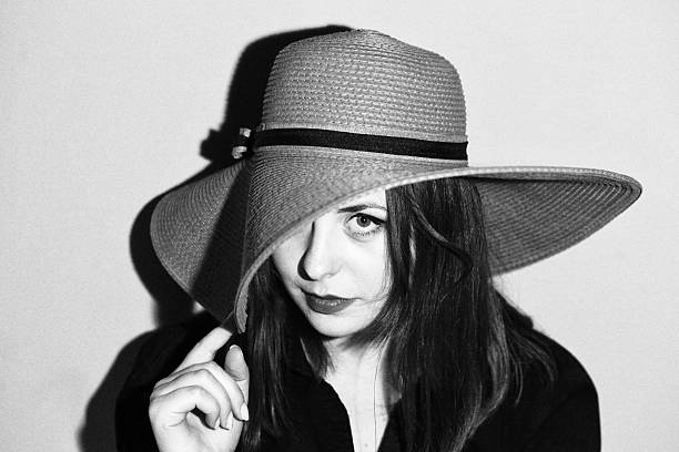 istock Girl with pink hat black and white 498112687