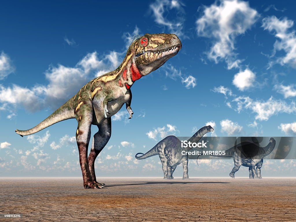 Nanotyrannus e Apatosaurus - Royalty-free Apatossauro Foto de stock